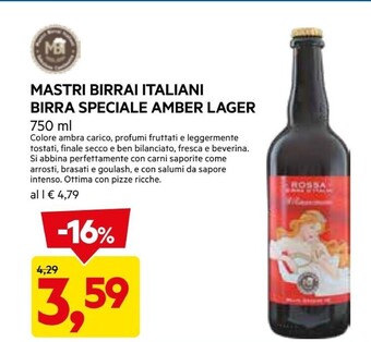 DPiù Mastri birrai italiani birra speciale amber lager offerta