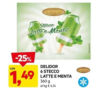DPiù Delidor 6 stecco latte e menta offerta