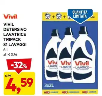 DPiù Vivil detersivo lavatrice tripack offerta