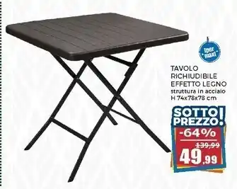 Happy Casa Tavolo quadrato richiudibile effetto legno marrone - h74x78x78 cm offerta
