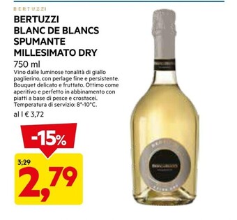 DPiù Bertuzzi blanc de blancs spumante millesimato dry offerta
