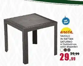 Happy Casa Areta - tavolo da giardino quadrato in rattan marrone 80x80cm - saturno offerta