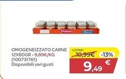 Bimbo Store Plasmon omogeneizzato carne 12x80gr offerta