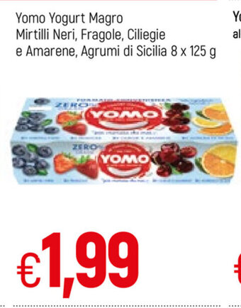 Famila Yomo Yogurt Magro Mirtilli Neri, Fragole, Ciliegie e Amarene, Agrumi di Sicilia 8x125g offerta