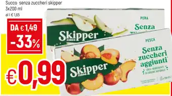 Famila Zuegg Skipper Succo senza zuccheri 3x200ml offerta
