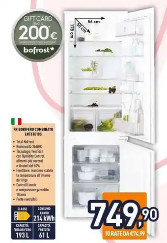 Unieuro Electrolux FRIGORIFERO COMBINATO LNT6TE18S offerta