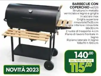BARBECUE CON COPERCHIO 467211 Griglia superiore rimovibile71x35 cm 66x30 cm
