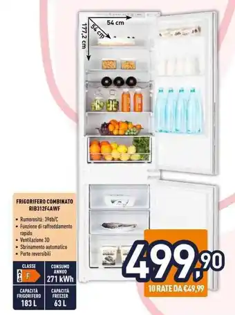Unieuro Hisense FRIGORIFERO COMBINATO RIB312F4AWF offerta