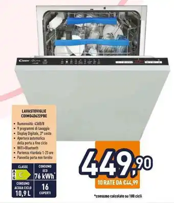 Unieuro Candy LAVASTOVIGLIE CDIM040622PBE offerta