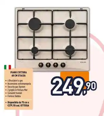 Unieuro GLEMGAS PIANO COTTURA 60 CM GT64SA offerta