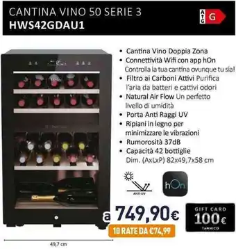 Unieuro Haier CANTINA VINO 50 SERIE 3 HWS42GDAU1 offerta