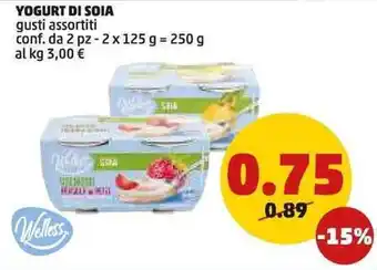 PENNY Welless YOGURT DI SOIA gusti assortiti 250 g offerta