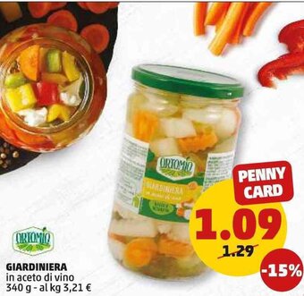 PENNY Ortomio GIARDINIERA in aceto di vino 340 g offerta