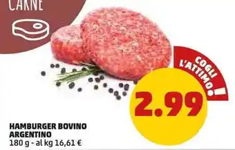 PENNY HAMBURGER BOVINO ARGENTINO 180 g offerta