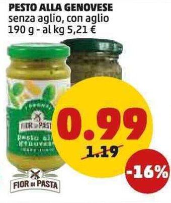 FIOR DI PASTA PESTO ALLA GENOVESE senza aglio, con aglio 190 g