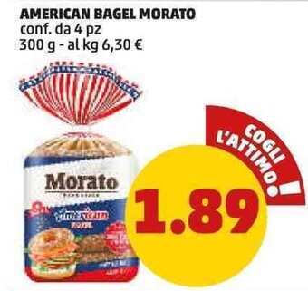 PENNY AMERICAN BAGEL MORATO conf. da 4 pz 300 g offerta