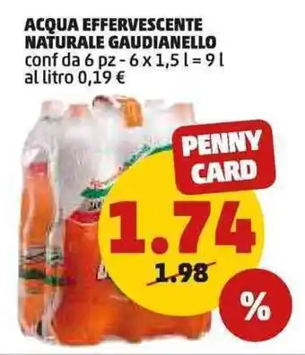 PENNY ACQUA EFFERVESCENTE NATURALE GAUDIANELLO conf da 6 pz 9 l offerta