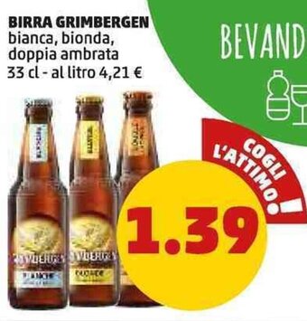 PENNY BIRRA GRIMBERGEN bianca, bionda, doppia ambrata 33 cl offerta