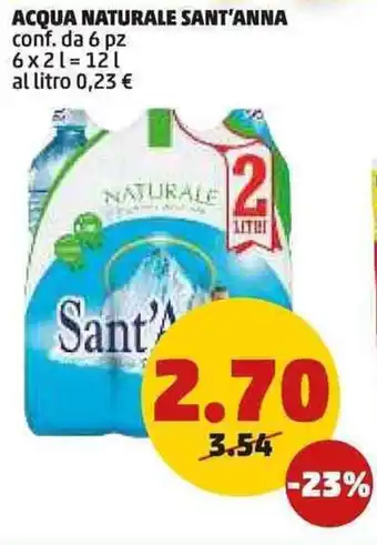 PENNY ACQUA NATURALE SANT'ANNA conf. da 6 pz 12 l offerta