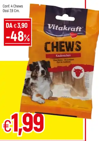 Famila Vitakraft Conf. 4 Chews Ossi 7,8cm offerta