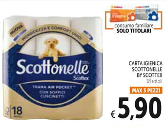 Spazio Conad CARTA IGIENICA SCOTTONELLE BY SCOTTEX 18 rotoli offerta