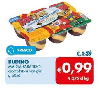 MD Discount BUDINO MALGA PARADISO cioccolato e vaniglia g 60x6 offerta