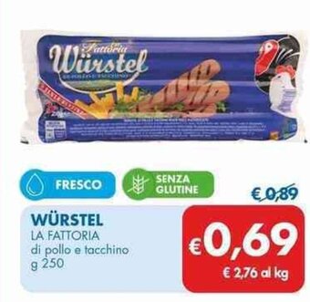 MD Discount WÜRSTEL LA FATTORIA di pollo e tacchino g 250 offerta