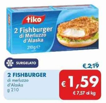 MD Discount 2 2 FISHBURGER di merluzzo d'Alaska g 210 offerta