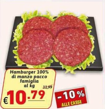 Ipercarni Hamburger 100% di manzo pacco famiglia al kg offerta