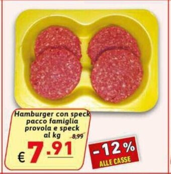 Ipercarni Hamburger con speck pacco famiglia provola e speck al kg offerta