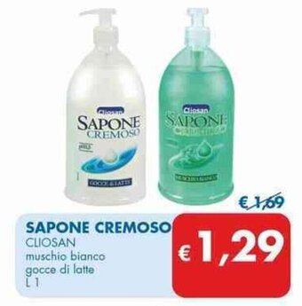 MD Discount SAPONE CREMOSO CLIOSAN muschio bianco gocce di latte L 1 offerta