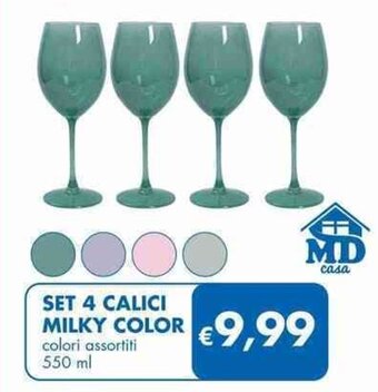 SET 4 CALICI MILKY COLOR colori assortiti 550 ml