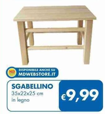 MD Discount SGABELLINO 35x22x25 cm in legno offerta