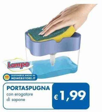 MD Discount Lampo PORTASPUGNA con erogatore di sapone offerta