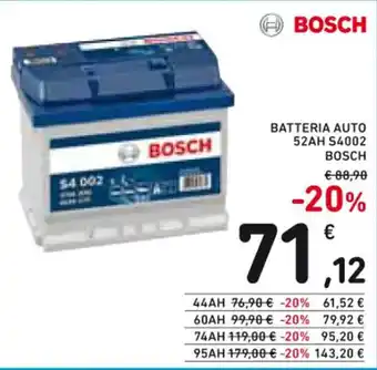 Spazio Conad BATTERIA AUTO 52AH S4002 BOSCH offerta
