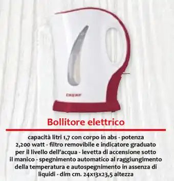 Bollitore elettrico 1,7 litri