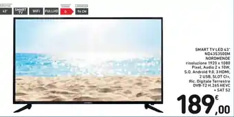 Spazio Conad SMART TV LED 43" ND43S3500M NORDMENDE offerta