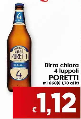 Maxi Supermercati Poretti Birra chiara 4 luppoli 660ml offerta