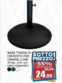 Happy Casa Base tonda nera in cemento 15kg per ombrellone con riduttori fino a diametro 40mm offerta
