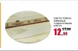 Happy Casa Piatto tondo girevole in legno diametro 50cm offerta