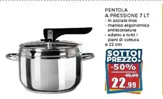 Happy Casa Pentola a pressione in acciaio inox 7 litri - diametro 22 cm offerta