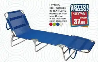 Happy Casa Lettino pieghevole in alluminio - h25x190x58 cm offerta