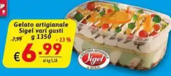 Ipercarni Gelato artigianale Sigel vari gusti g 1350 - 13% offerta