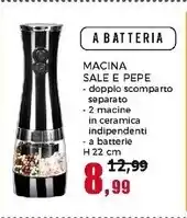 Macina sale e pepe con doppio scomparto a batterie - h22 cm