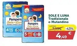 Bimbo Store Pampers sole e luna tradizionale o mutandino offerta