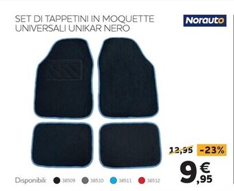 Norauto Norauto - set di tappetini in moquette universali unikar nero offerta