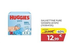Huggies salviettine pure 12x56pz = 672pz