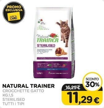 Natural trainer crocchette gatto kg.1.5 sterilised tutti i tipi
