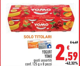 Conad YOGURT YOMO gusti assortiti conf. 125 g x 8 pezzi offerta