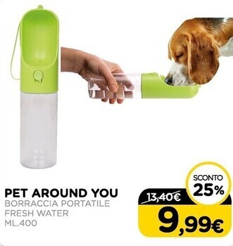 Arcaplanet Pet around you borraccia portatile fresh water ml.400 offerta